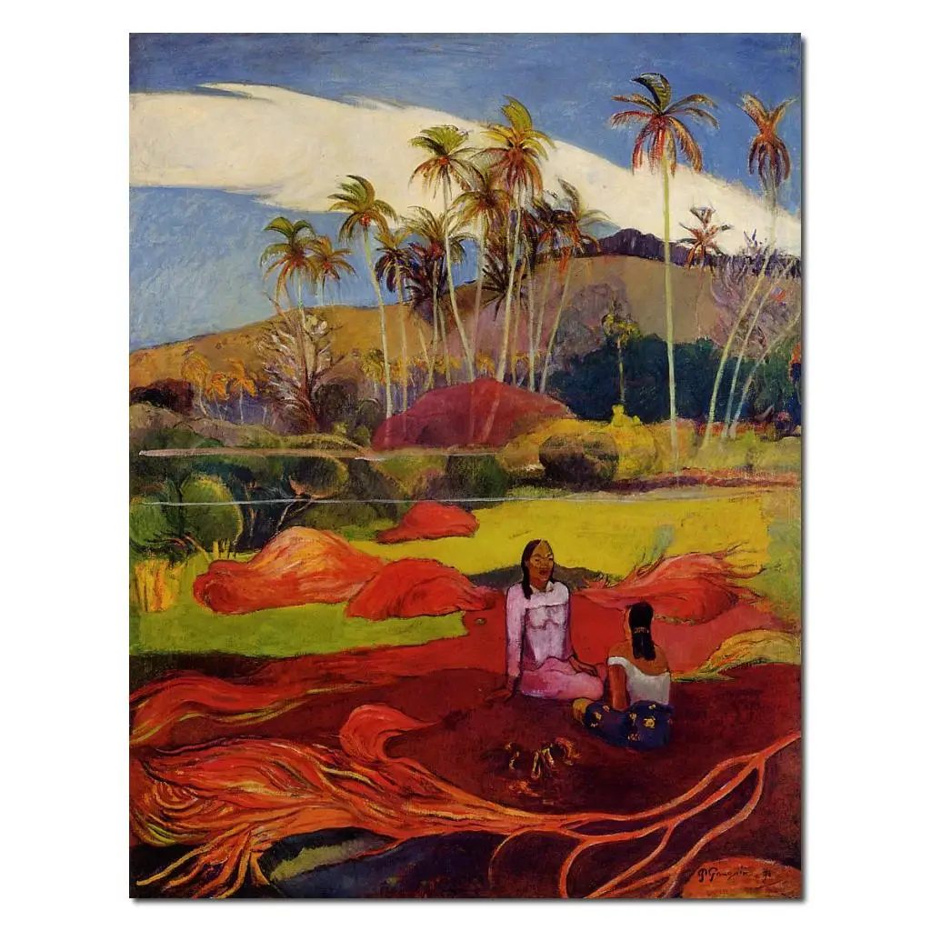 

Tahitian Women under the Palms by Paul Gauguin oil Painting Canvas High quality hand painted Art Reproduction