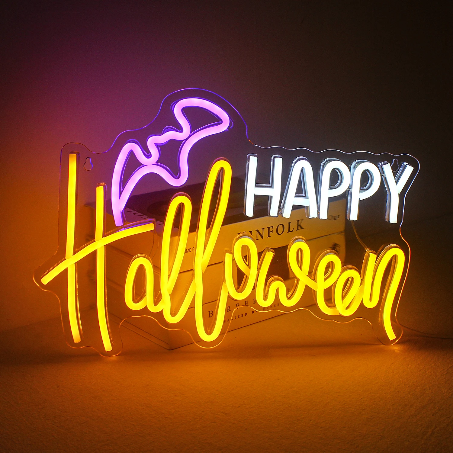 Imagem -03 - Abóbora Halloween Neon Lantern Signs Led Light up Sign Usb Powered Home Party Decoração do Quarto Wall Decor Lamp