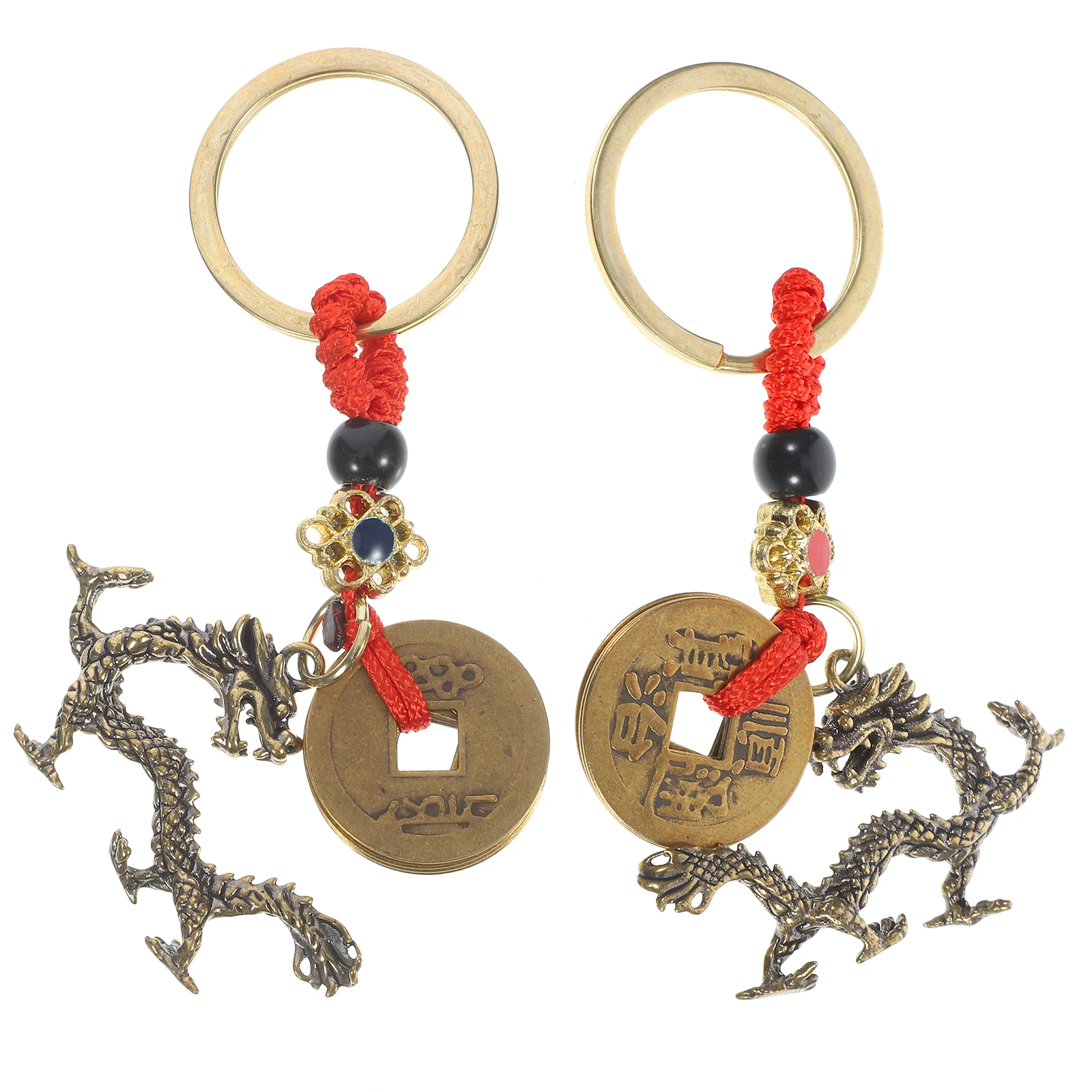 

2 Pcs Dragon Keychain Car Key Ring Chinese Pendant Gift Small Decorative Hanging Accessories Bag Charm Keepsakes