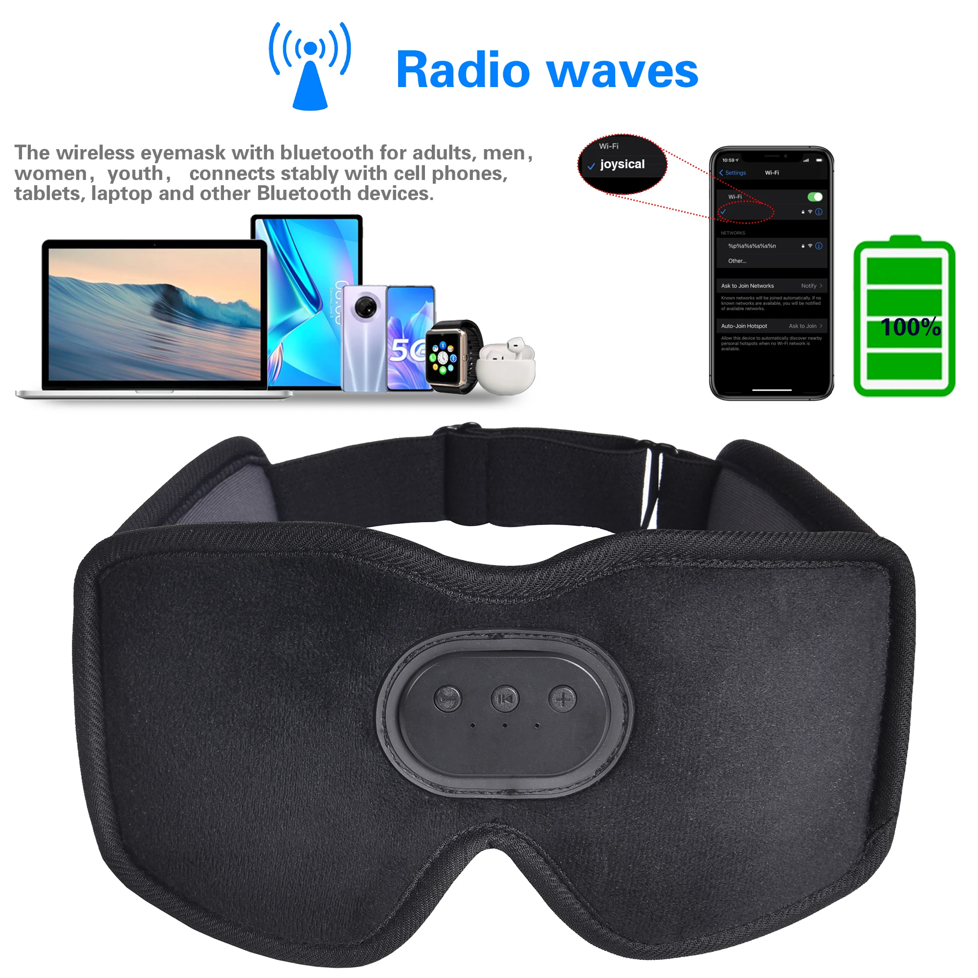 Square Bluetooth Eyemask Wireless Bluetooth Headphones Sleep Earphones 3D EyeMask For Side Sleepers Best Gift For Yoga Travel