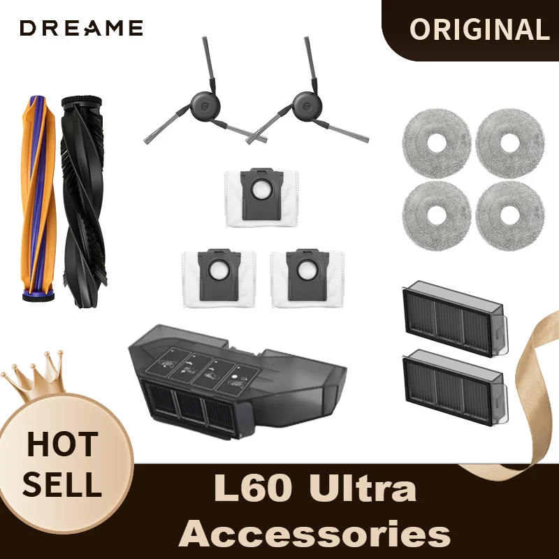 

Original Dreame L60 Ultra Vacuum Parts Brush HEPA Filter Mop Cloth Dust Bag Accessories