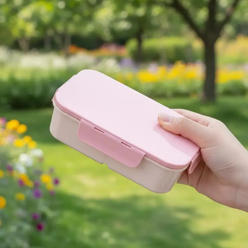 1200ml Flip-Top Lunch Box,Portable, Leakproof & Waterproof Design For Outdoor Use, Travel, College, And Office Workers