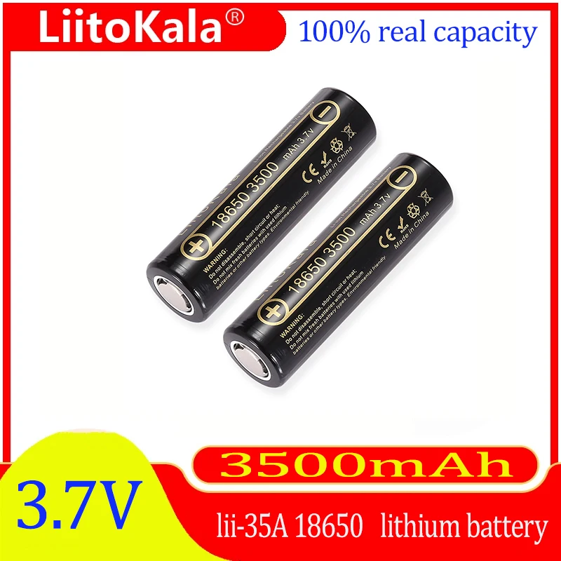 LiitoKala lii-35A 18650 3500mAh rechargeable lithium battery, suitable for flashlights, battery cigarettes, small appliances