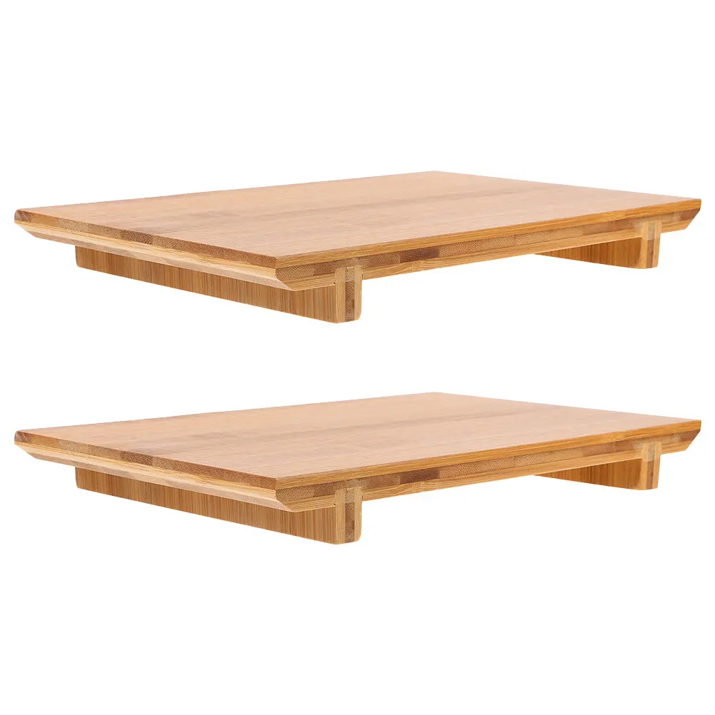 

2 Pcs Bamboo Sushi Plate Japanese Plates Dish Serving Tray Tableware Food Trays