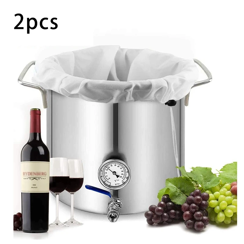 2 Pack Brew Bags -Reusable Mesh Bag For Fruit Cider Apple Grape Wine Press Drawstring Straining Brew In A Bag 38X42cm