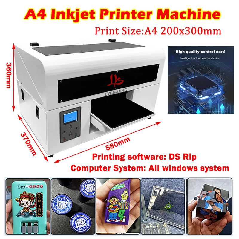 

LY A4 Full Automatic Flatbed Photo UV DTG Inkjet Printer Machine Infrared Ray Measure 2880 DPI Printing Max Work Size 200X300mm