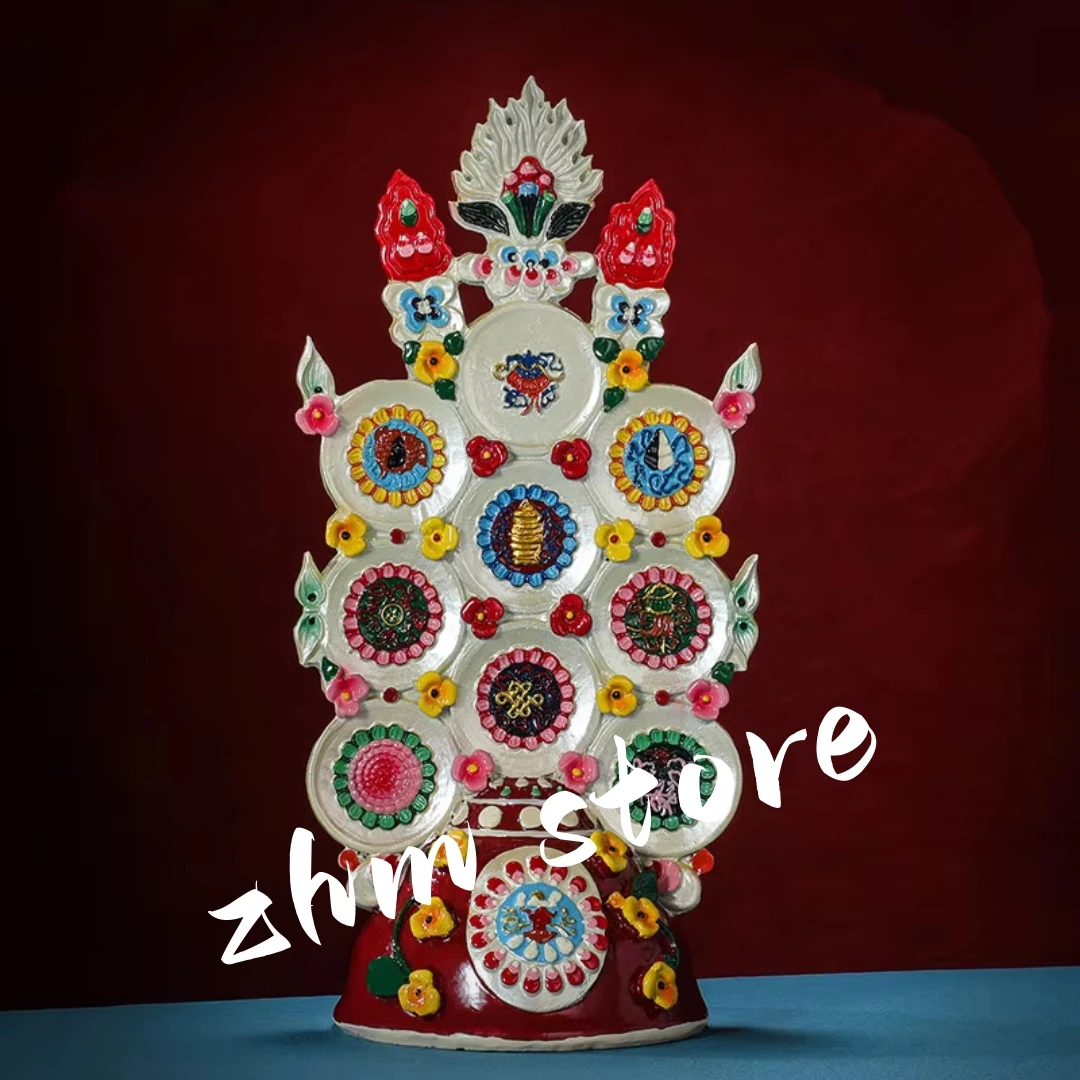 

30cm Tibetan Supplies Eight Auspicious Symbol Duoma Shizi Collective Resin Home/Temple Putting Decorate Crafts
