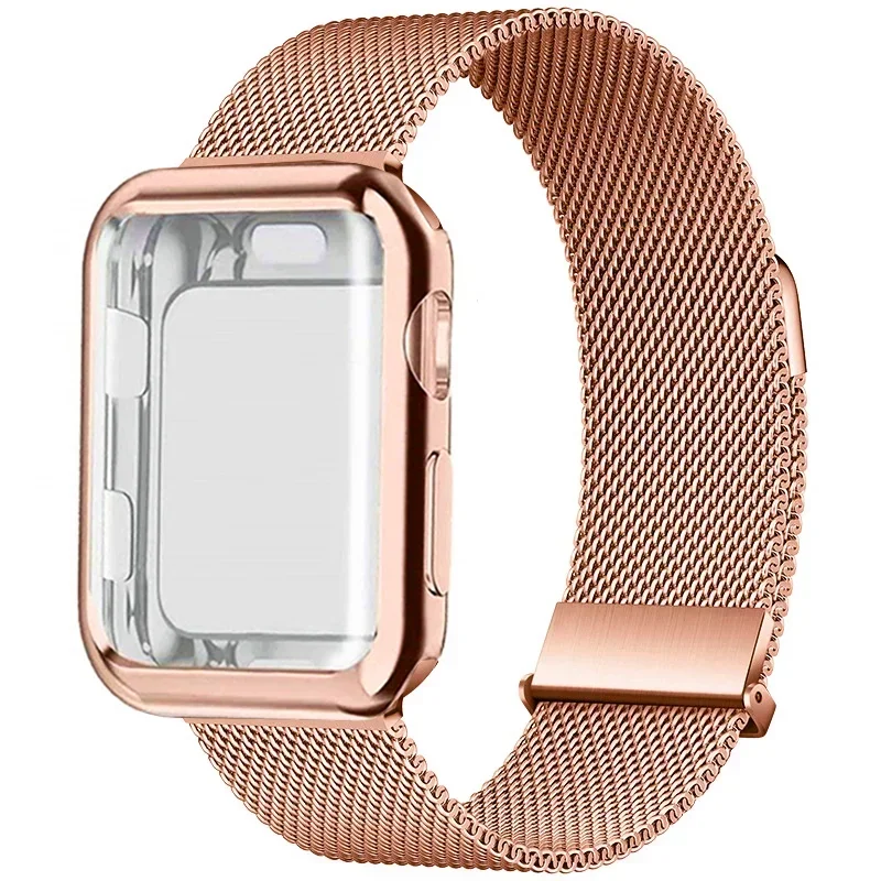 Case+Milanese Loop For Apple Watch Band 44mm 38mm-42mm-40mm Metal Magnetic bands iwatch Series 9 8 7 6 5 4 3 SE 45mm 41mm Strap