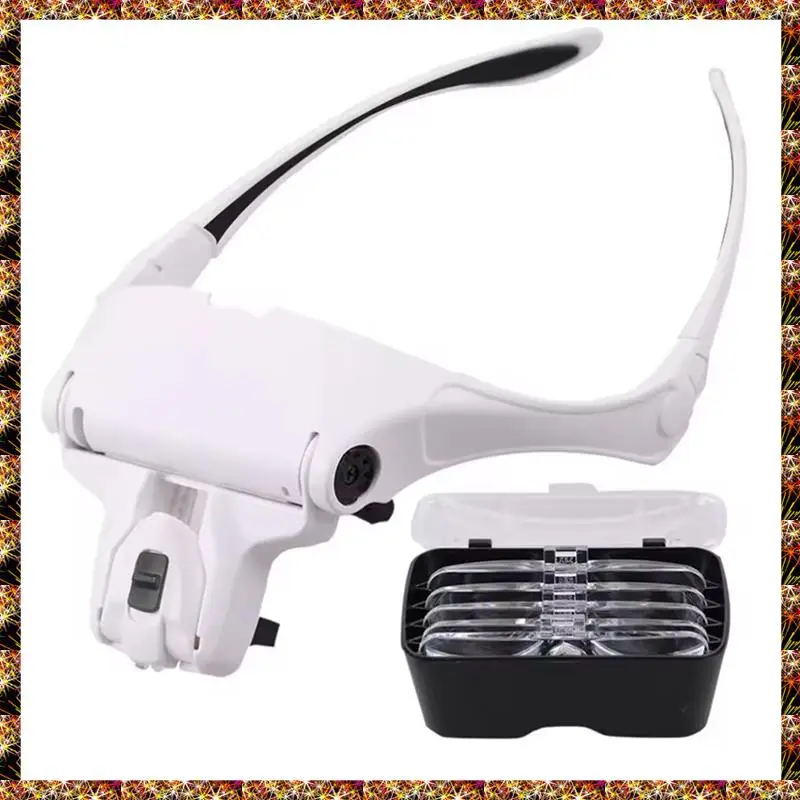 Lupas de luz LED BTCL con diadema, lupa de cabeza para joyeros, reparación de herramientas de vidrio óptico