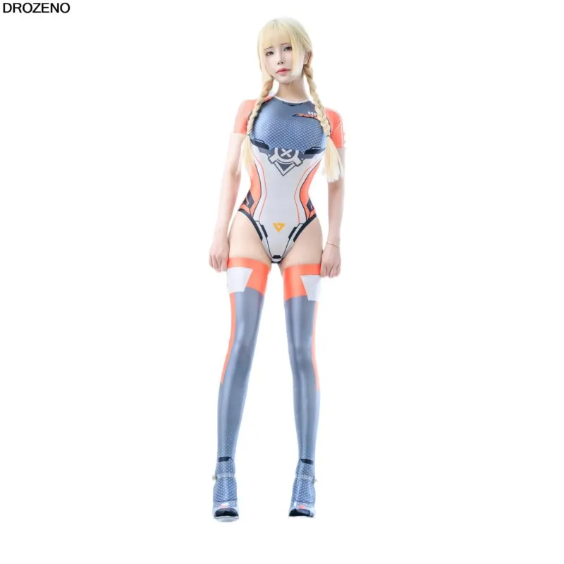 Two-Dimensional Style Racing Swimsuit Technology Style Future Fantasy Printing Series Short Sleeve One-Piece Suit