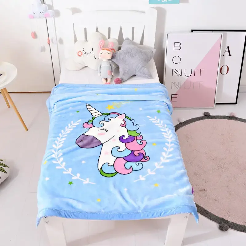 Cute Cartoon Thick Double-layer Throw Blanket Kawaii Fluffy Picnic Fleece Unicorn Alpaca Animals Weighted Blanket Home Raschel