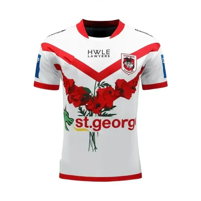 2024 St George Illawarra Dragons Anzac Rugby Jersey - Men's Size:S-5XL（Print Custom Name Number）