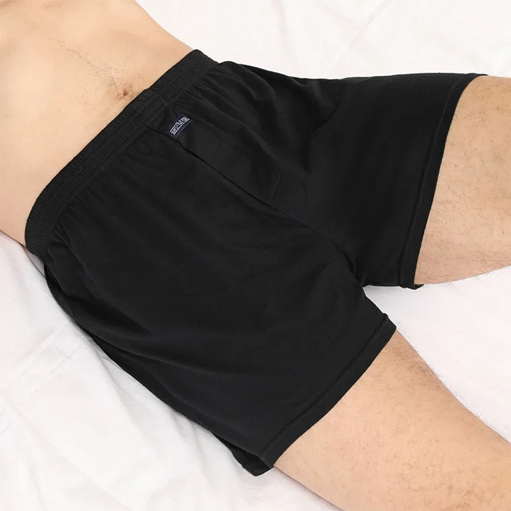 1pc Men's Cotton Solid Color Shorts High Waist Lingerie Underwear Casual Loose Briefs Panties Shorts Male Homewear