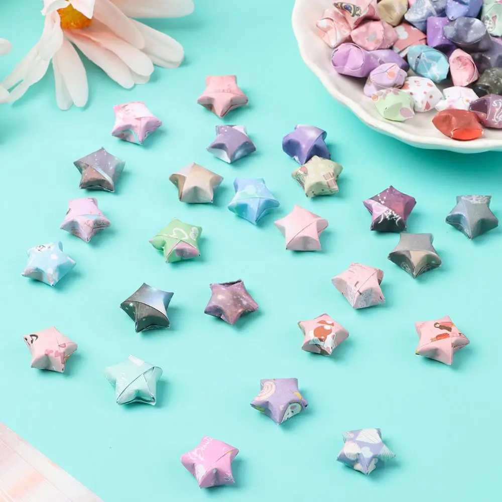 540 Sheets Cartoon Paper With Printed Pattern Set Outer Space Sky Origami Lucky Star Folding DIY Paper Strips Gift For Kids