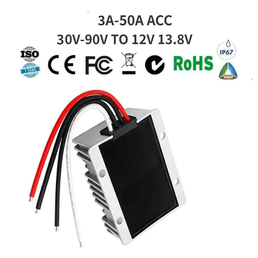 

30V-90V TO 12V 13.8V 10AMP 48V 60V 72V 80V to 13.8V 5A-50A Step Down Switching Converter Voltage Regulator For Car Device