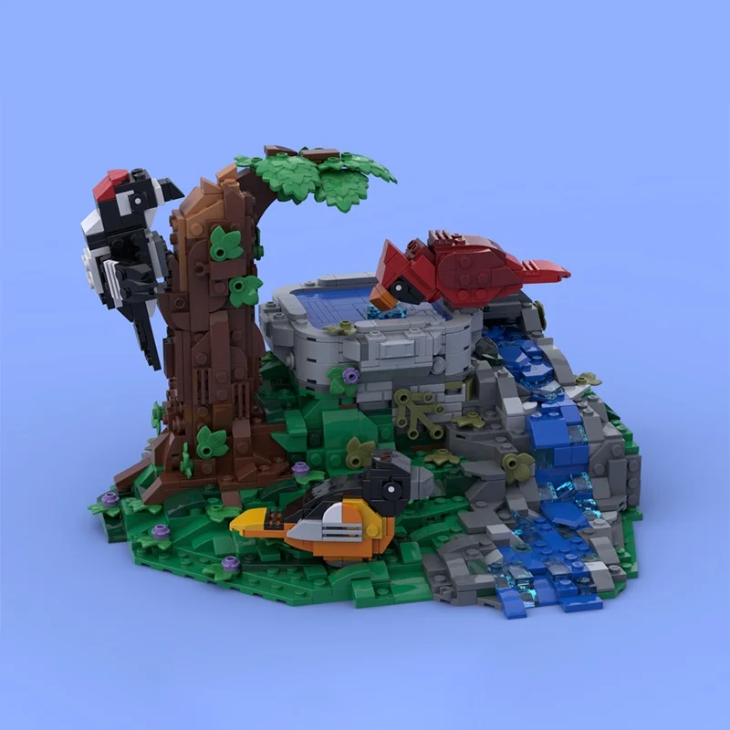 1156 Uds. MOC modelo de baño de pájaros de verano, bloques de construcción DIY, educación creativa, regalos de Navidad, juguete de ladrillo, cumpleaños para niños