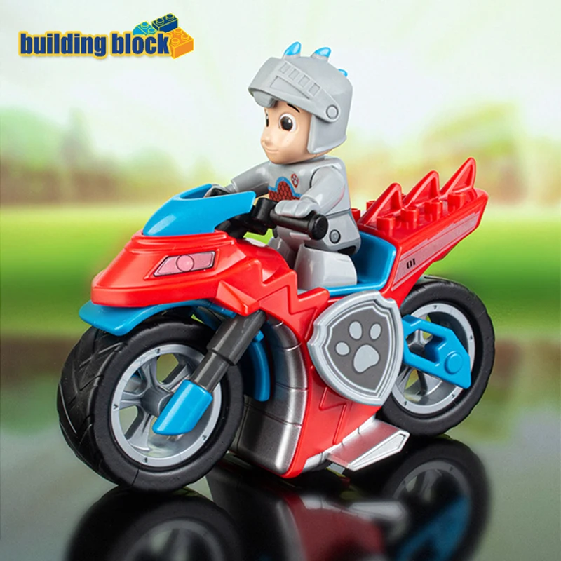 Paw Patrol Rescue Knights Building Block Toys Ryder Rubble Chase Skye Marshall Puppy Pull Back Car Anime Figure Child Toys Gifts