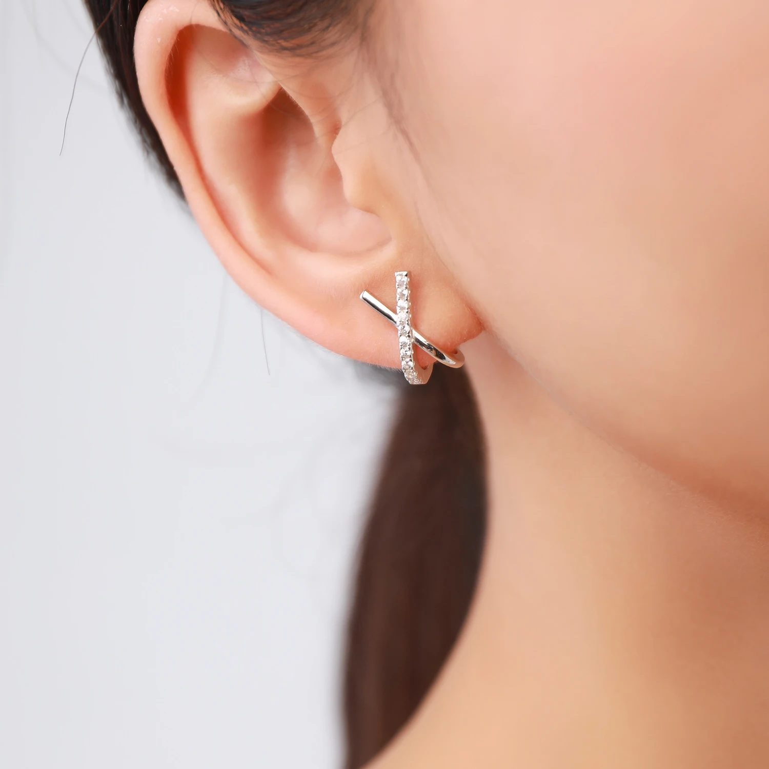 Modian 2026 New Design X Shape Fashion Earring 925 Sterling Silver Luxury Sparkling Stud Earrings For Women Girls Jewelry Arete