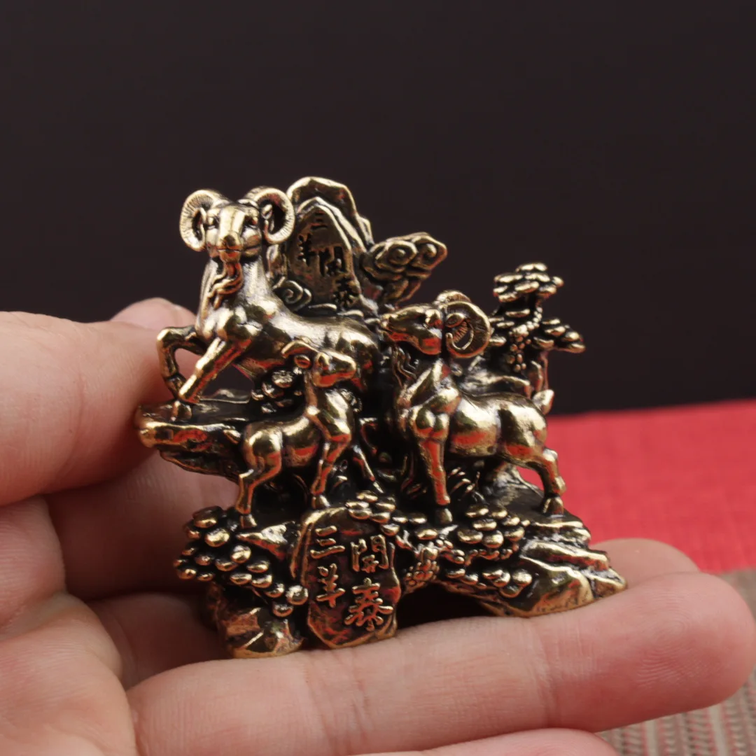 Brass Sanyang Kaitai Ornament Home Office Desktop Tea Pet Small Ornament Brass Crafts