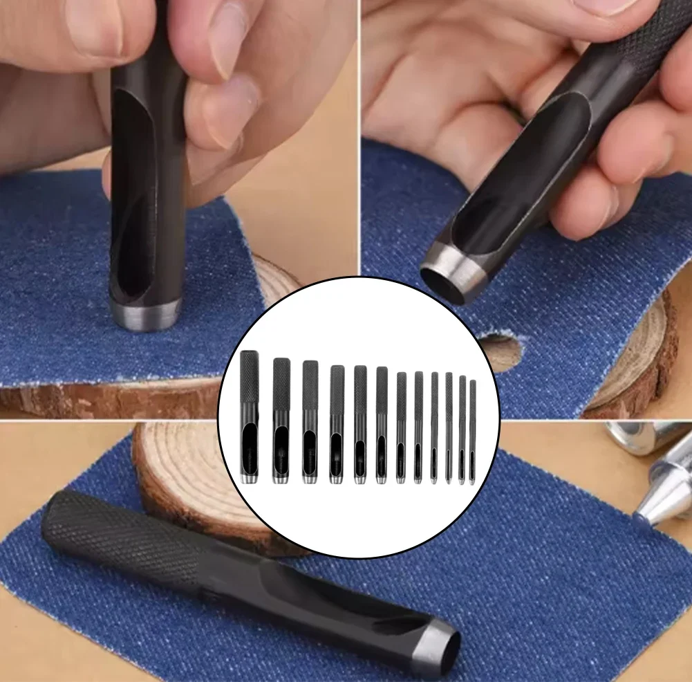DIY Crafts Home Repair 1-10mm Hollow Punch Set Leather Hollow Punch Set Watch Band Punch Heat-treated Carbon Steel