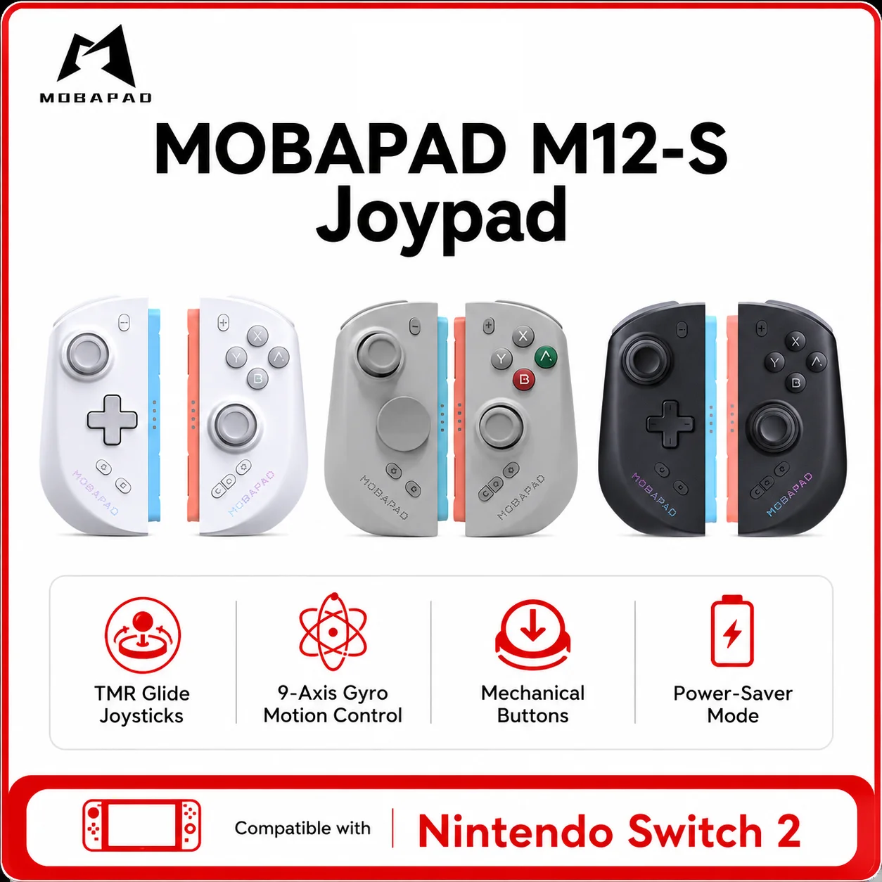 MOBAPAD M12 S/HD Gaming Controller for Nintendo Switch 2 with TMR Sticks, Mechanical Buttons Joypad for Switch2 Console