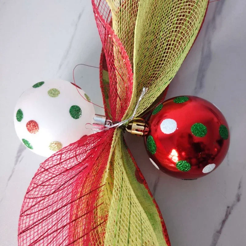 9Ft شجرة عيد الميلاد الديكور شبكة الشريط مع الكرة البيضاء الخضراء DIY بها بنفسك شجرة عيد الميلاد الديكور التفاف الشريط ديكور الزفاف