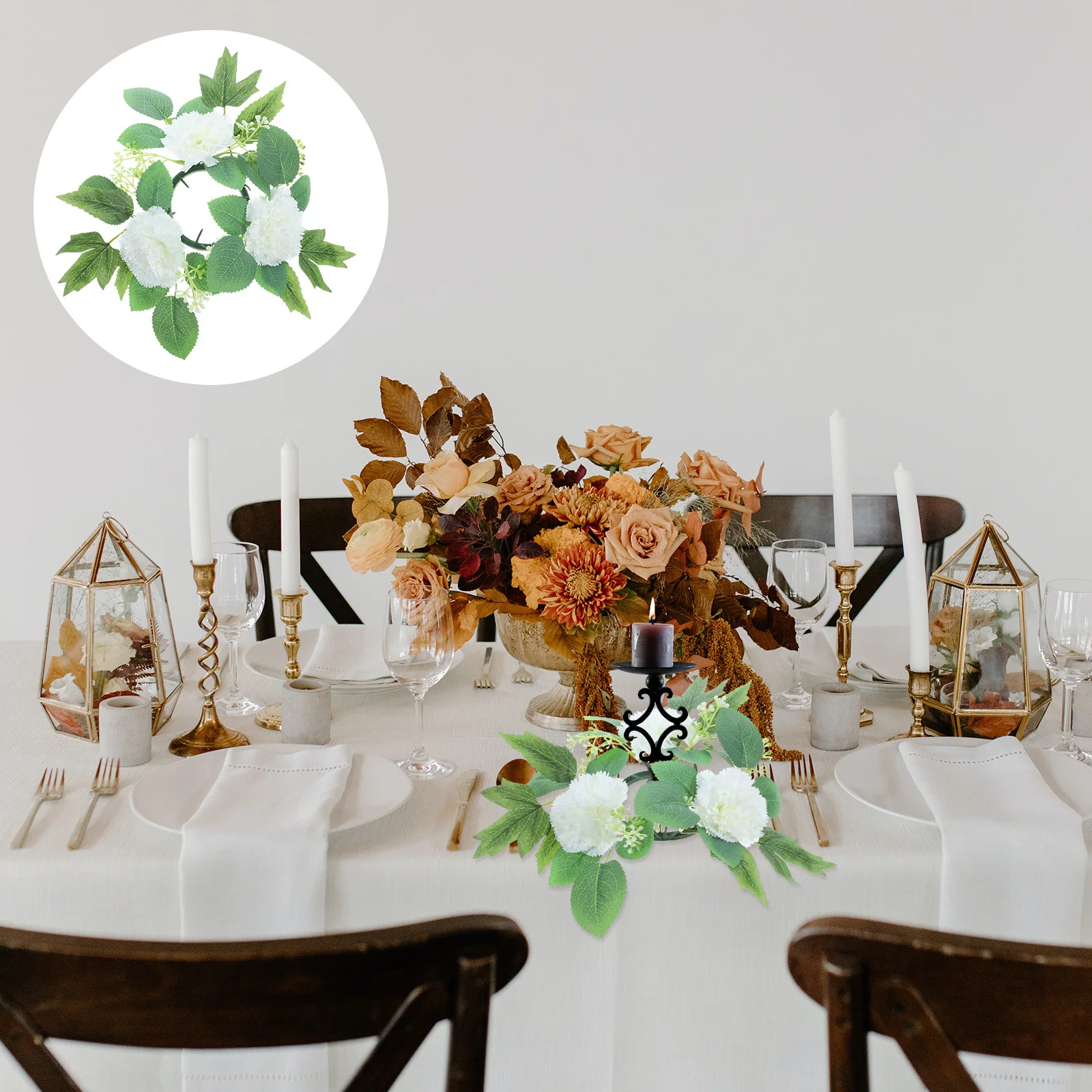 

Artificial Flowers Wreath Realistic Wedding Party Ring Romantic Table Centerpiece Decoration Tabletop Wreath