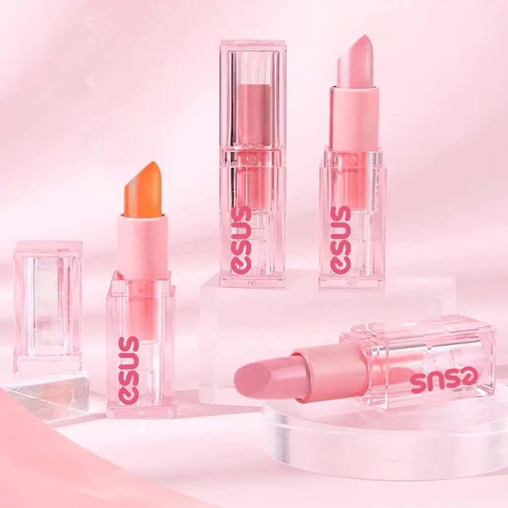 Bálsamo labial de cor quente hidrata profundamente, prevenção de rachaduras, redução de linhas labiais sem sensação pegajosa, bálsamo labial que muda de cor quente