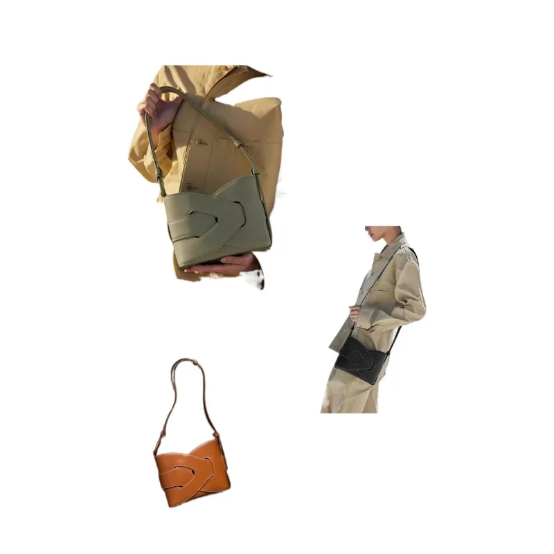 

Модная тканая сумка, нишевая витая сумка на одно плечо в стиле ретро, ручная сумка-ведро через плечо