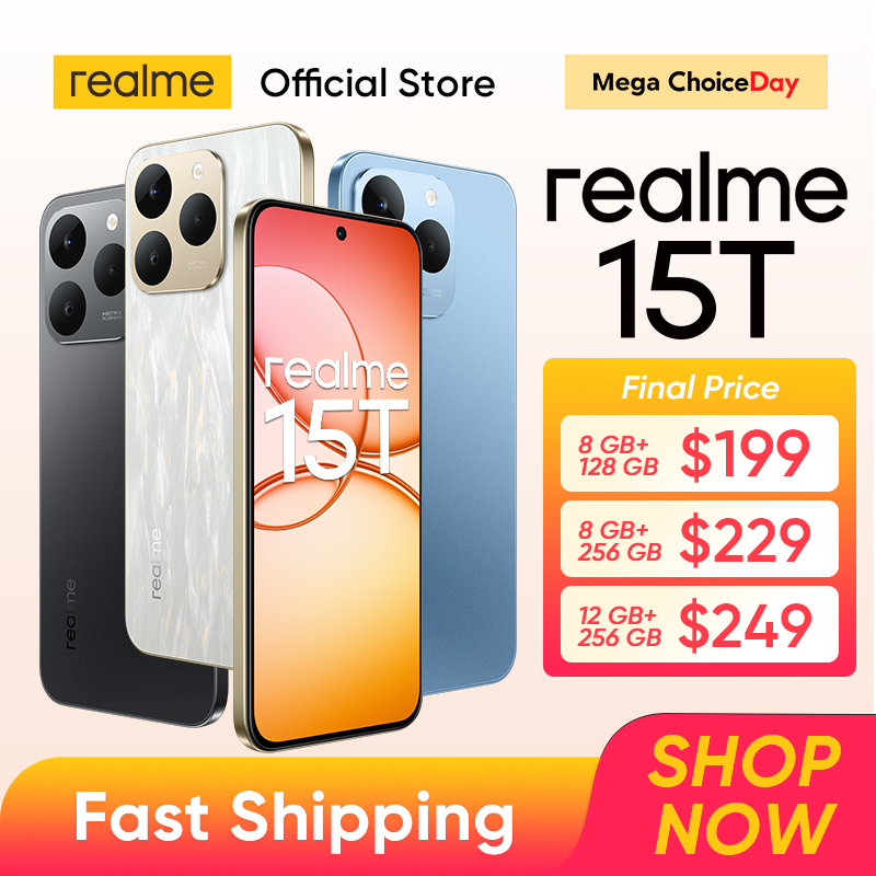  [World Premiere] realme 15T 5G Smartphone 50MP Front & Rear AI Cameras 7000mAh Battery 4000nit 4R Comfort+ AMOLED Display IP69 