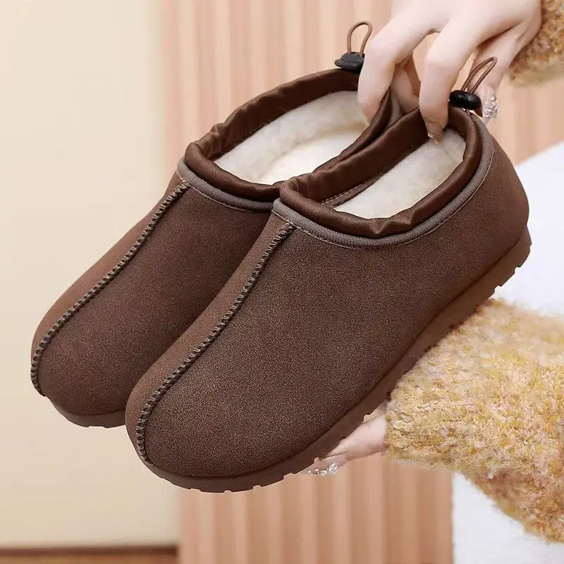 

Women's Winter New Low Top Slip On Snow Boots Flat Sole Non Slip Round Toe Plush Keep Warm Retro Light Elderly Cotton Shoes