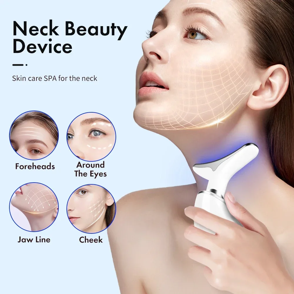 EMS Neck Face Lifting Massager Skin Tighten Device 7 Color LED Photon Therapy Anti Wrinkle Double Chin Remover V-face Instrument