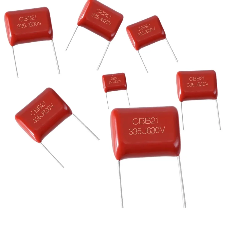 Capacitor do filme do polipropileno do CBB, 250V, 400V, 450V, 630V, 101, 103, 104, 105, 222, 223, 224, 225, 332, 333, 334J, 472, 473, 474J, 10NF, 0,1 UF, 10 PCes