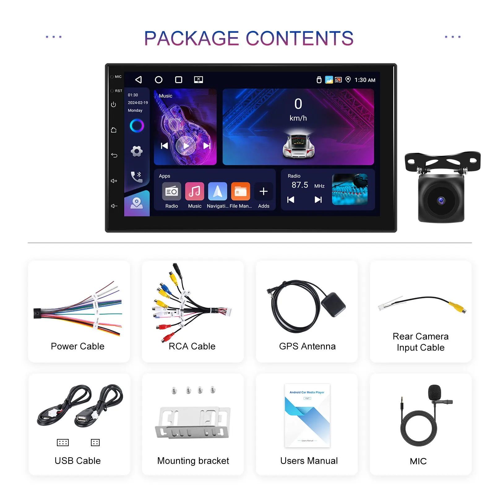 Podofo 4 + 64G 7'' autoradio universele Android multimediaspeler WIFI GPS navigatie Carplay Android Auto DSP autoradio
