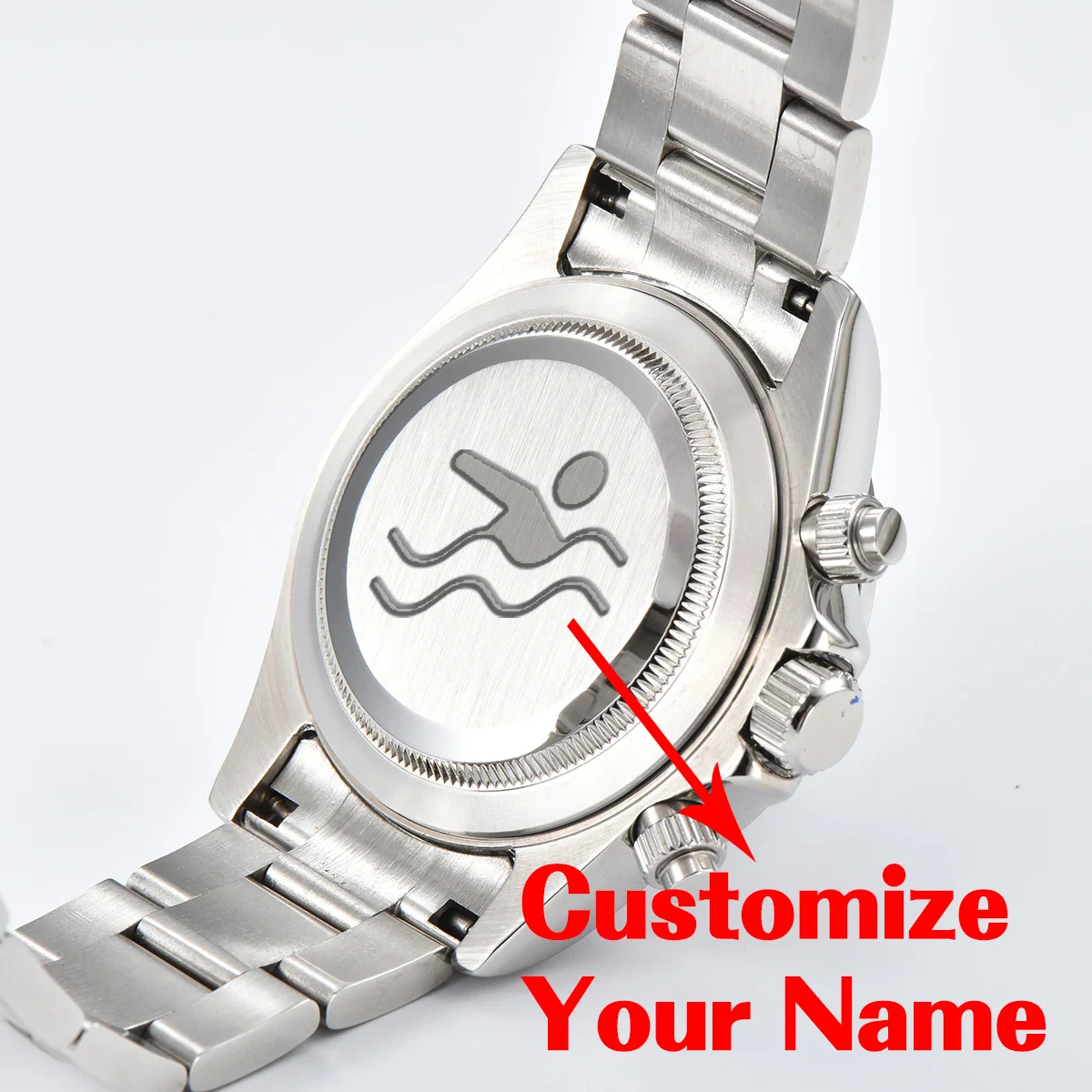 VK63 case 39MM men quartz watch Sapphire glass case luminous stainless steel case watch accessories