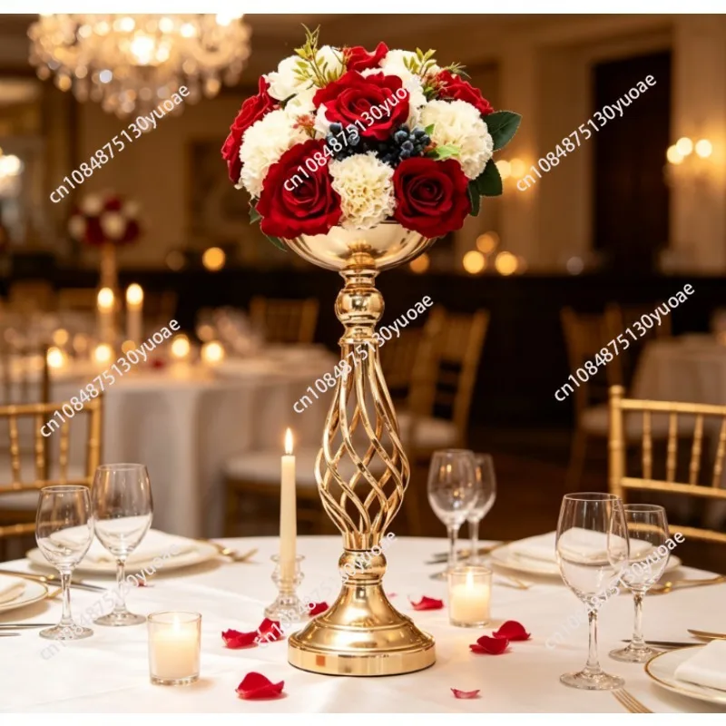 10Pcs Gold Metal Candelabra Flower Stand 20in Tall Wedding Table Centerpiece Vase