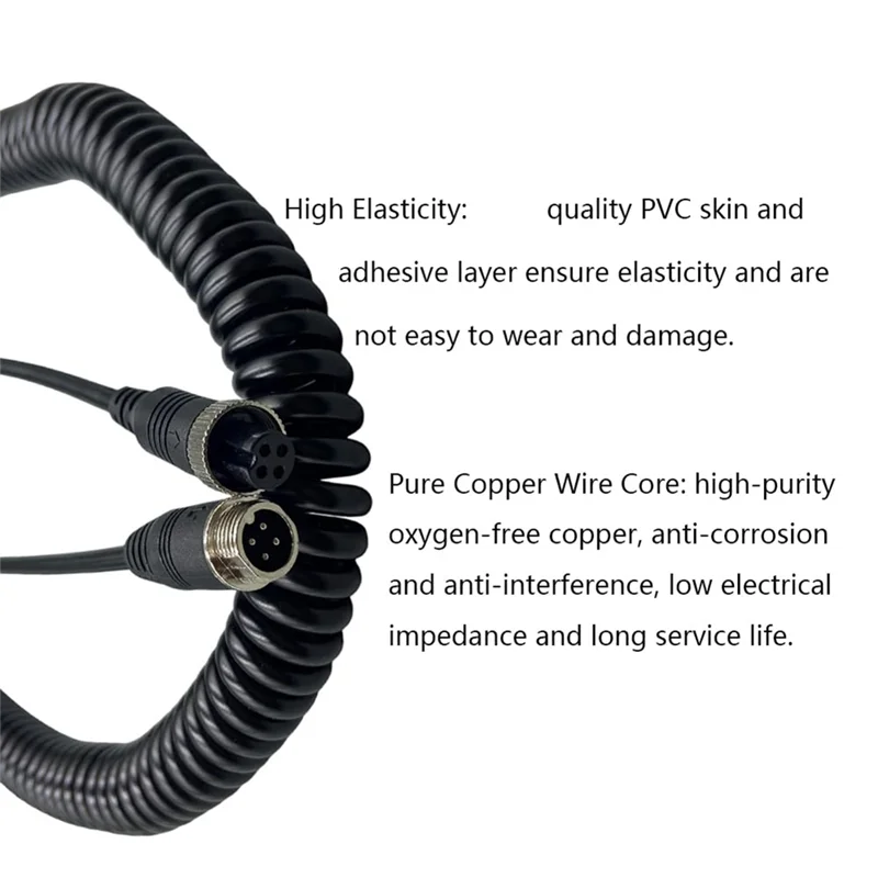 -A21Z Aviation Plug Spring Wire For Truck Camera Reverse Image 4Pin Male Female Double Shielding Aviation Extension Cable 10M