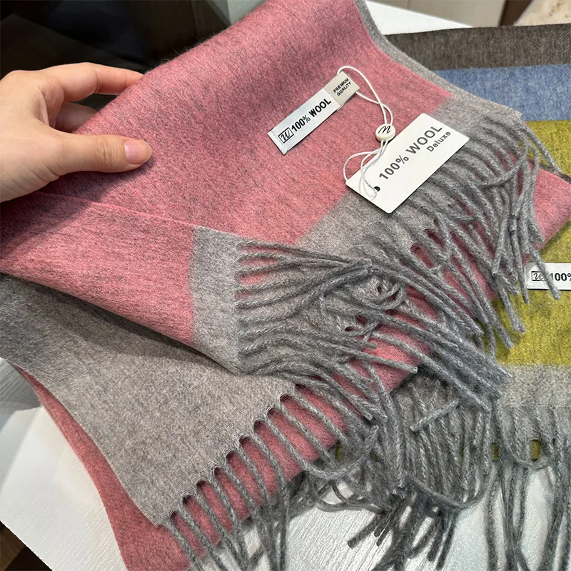 

100% Pure Wool Scarf Women's Narrow Style Winter Fashionable Warm Neck Warmer Premium Feel Versatile Scarves for Women