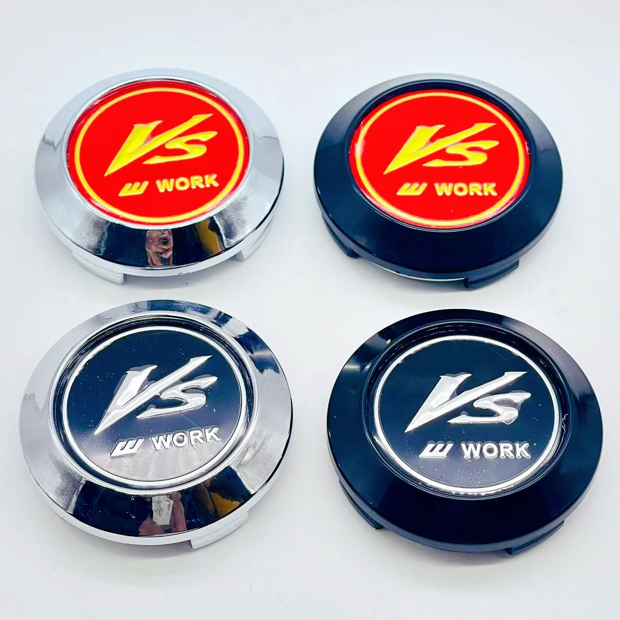 

4pcs 3D 64mm For Car emblem Wheel hub Center Cap 45mm VS W work Badge covers sticker Decals Styling accessories