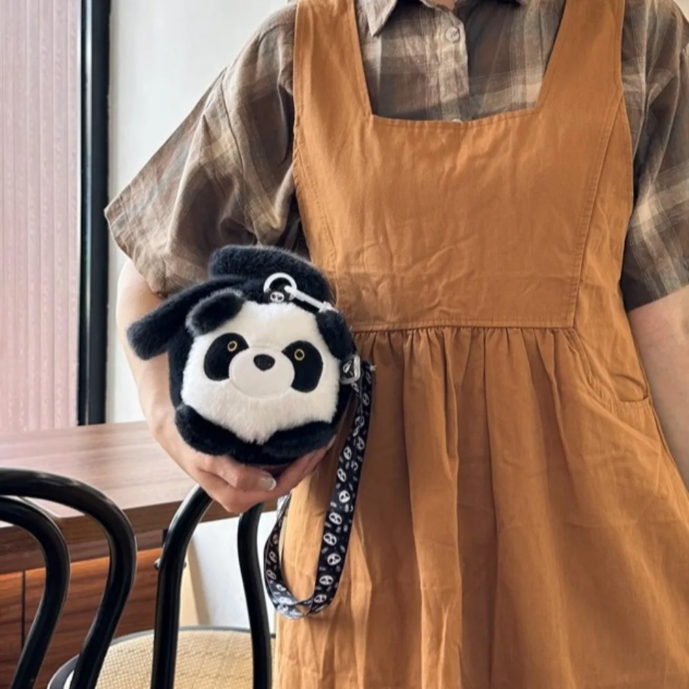 Kawaii Cute Panda Storage Bag Cartoon Animal Large Capacity Handbag Korean Style Soft Shoulder Bag for Children