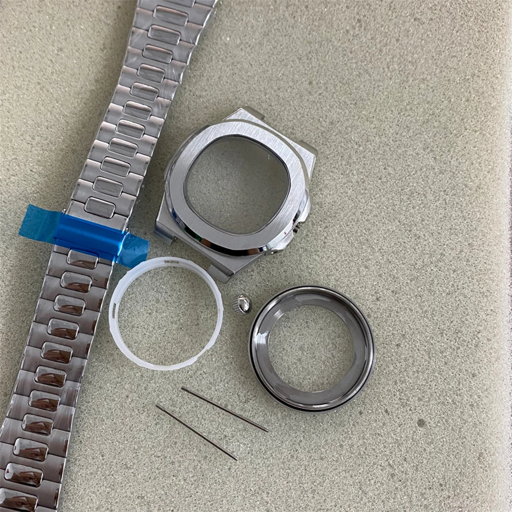 NH35 Sapphire Glass Watch Case, 41mm Stainless Steel Case Strap Dial Hands Kit for NH35 NH36 Movement