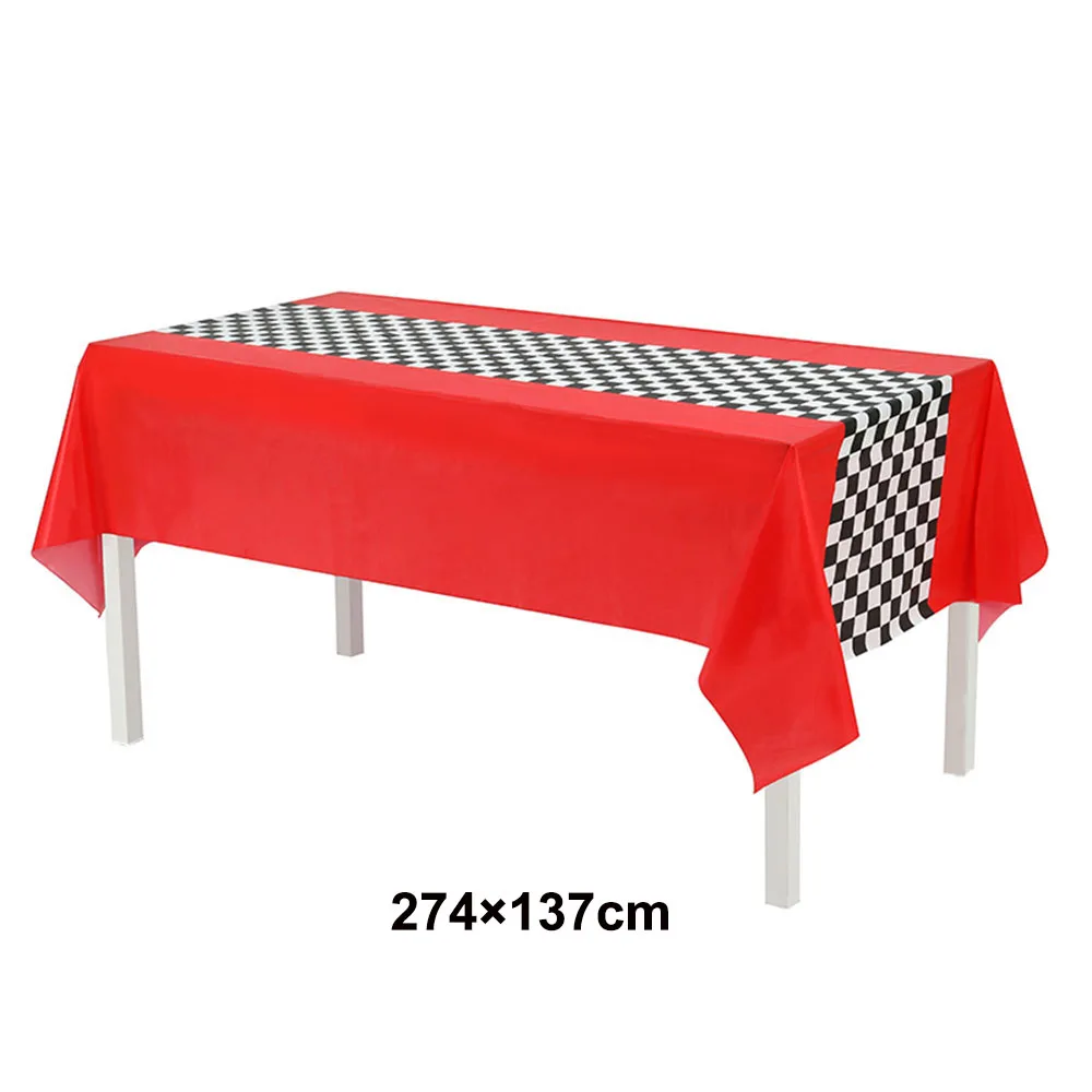 1/2/3pack Racing Car Plastic Tablecloth Black and White Checkered Flag Table Cover Racetrack Tablecloth Racing Party Decorations