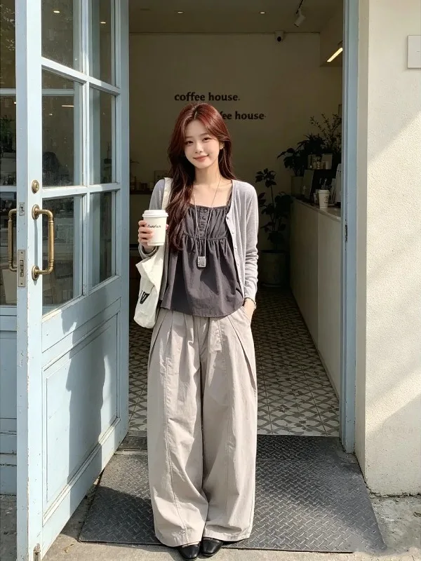 

plus Size Women's Casual Loose Strap Vest Summer Sun Protection Two-Piece Set Fashionable Commute Style Comfortable Lazy Trend