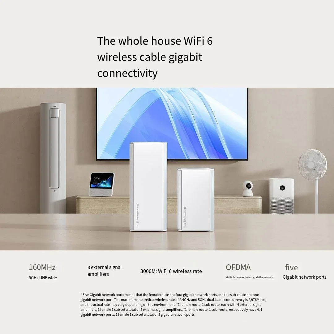 Xiaomi Redmi Whole House Dual WIFI6 Qualcomm CPU Bluetooth MESH 160MHZ NFC WPA3 Vpn Use Mesh Repeater External Signal Mi Router