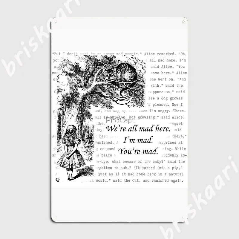 We Re All Mad Here Poster Metal Plaque Cinema Garage Wall Decor Cave Pub Printing Tin Sign Poster