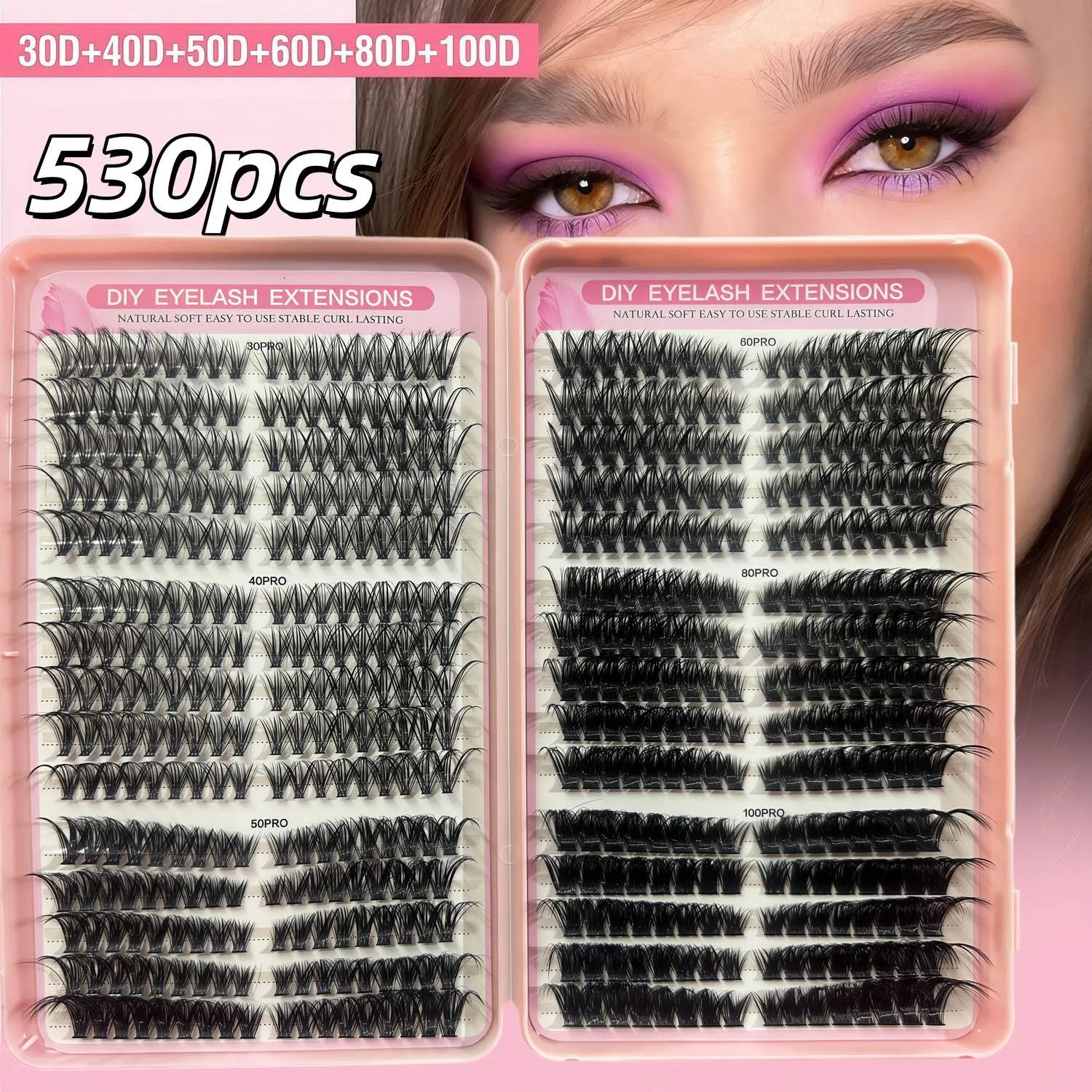 30 Rows DIY Eyelash Clusters One Box Womens False Lashes Extension Set 30 40 50 60 80 100D