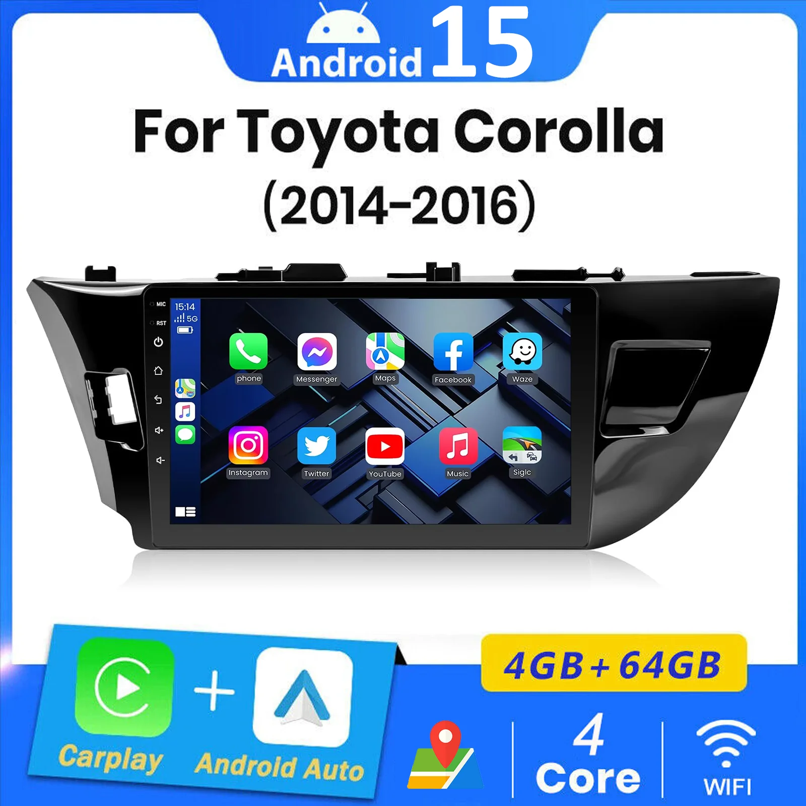 

ESSGOO Car Radio For Toyota Corolla 2014 2015 2016 E160 E170 Wireless Carplay Android Auto Car Multimedia Player Stereo 2 DIN