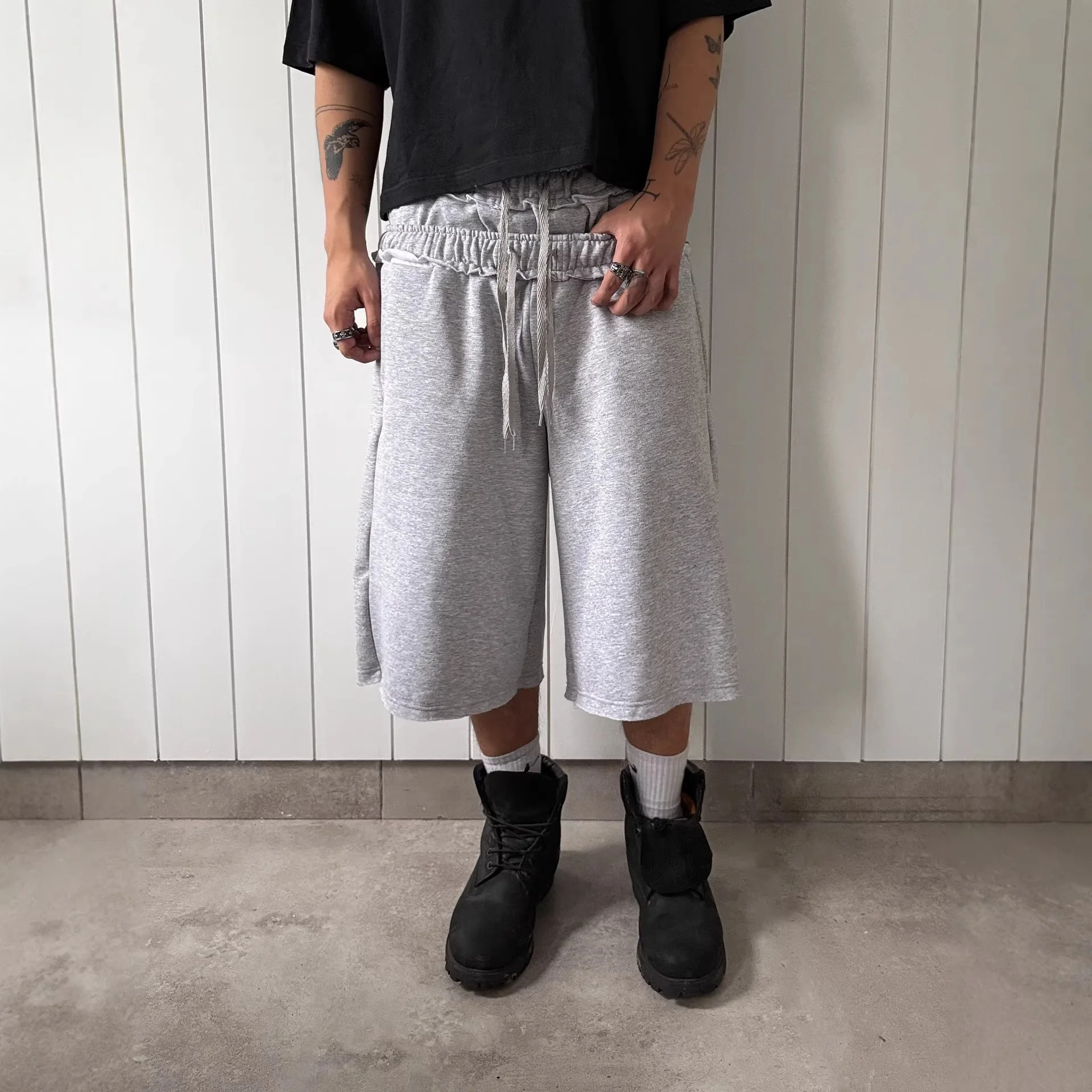 Cross-Border Style Elastic Waist Five-Quarter Double-Headed Design Shorts Sweatpants Loose Fit Spring Summer Youth Casual