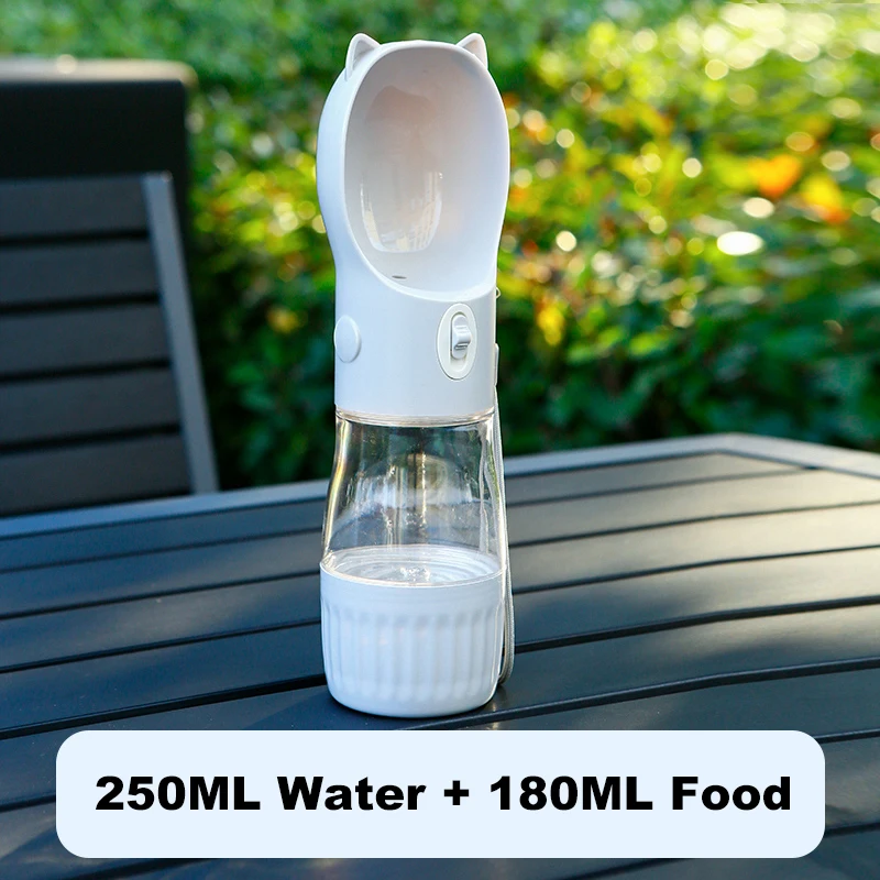 Portable Dog Water Bottle With Food Cup For Small Large Dog Cats Outdoor Walking Drinking Feed Dispense French Bulldog Supplies