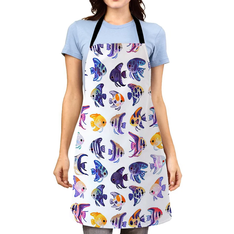 Landscape oil painting Printed Cotton Linen Sleeveless Aprons Kitchen Women Pinafore Home Cooking Baking Waist Bib 47x38 68x55cm